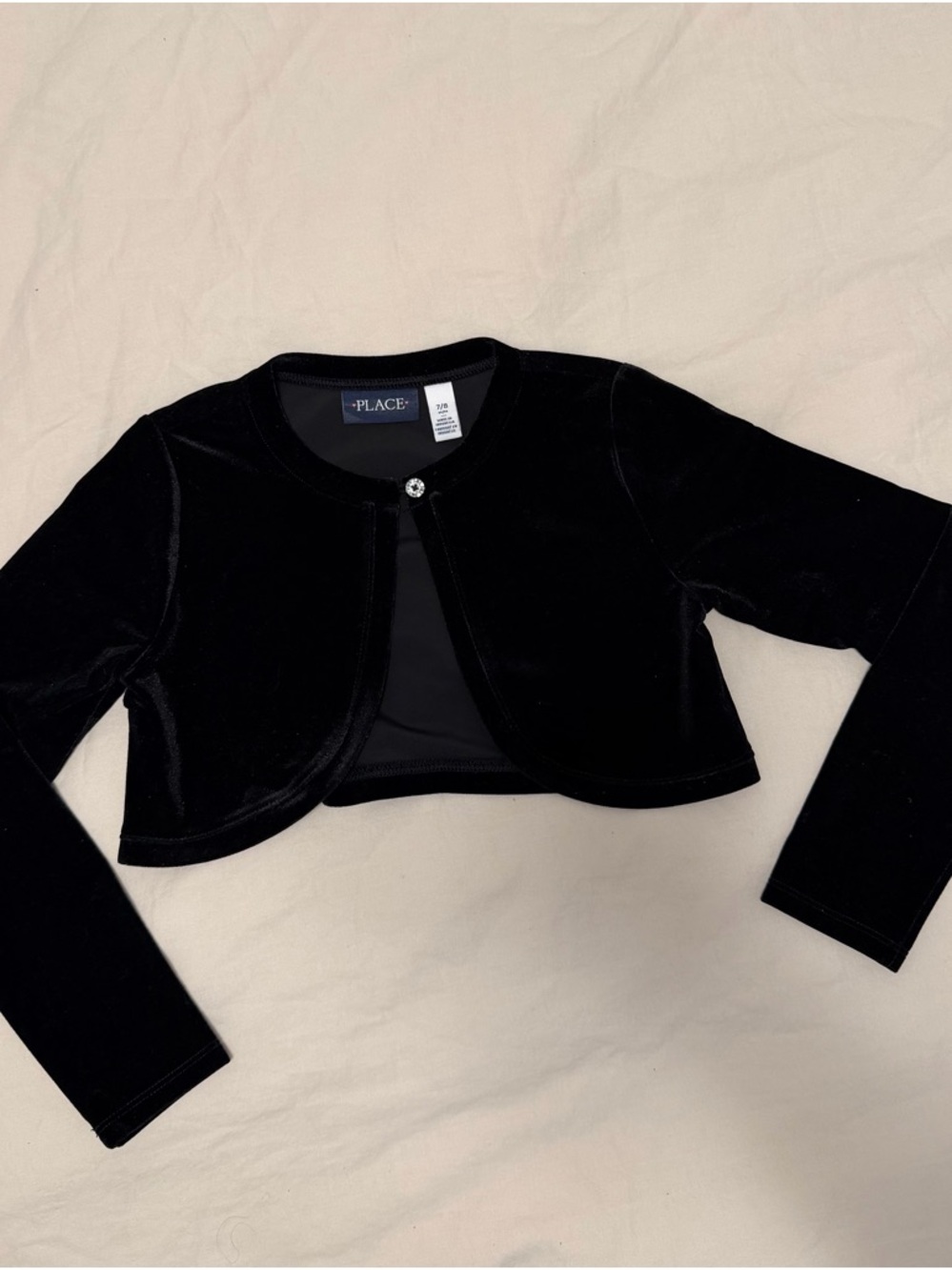 The Children's Place Black Velvet Shrug Cardigan